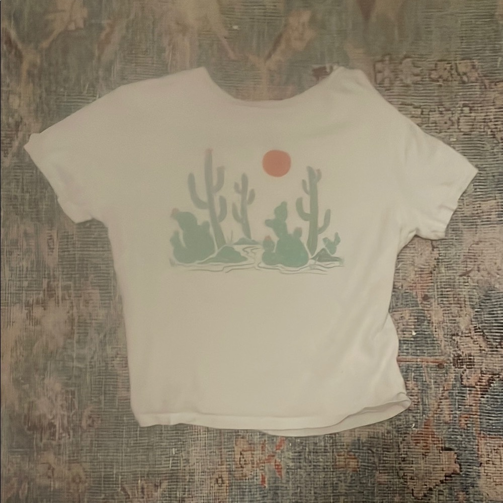 American Eagle Outfitters Green and White Short Sleeve Tee